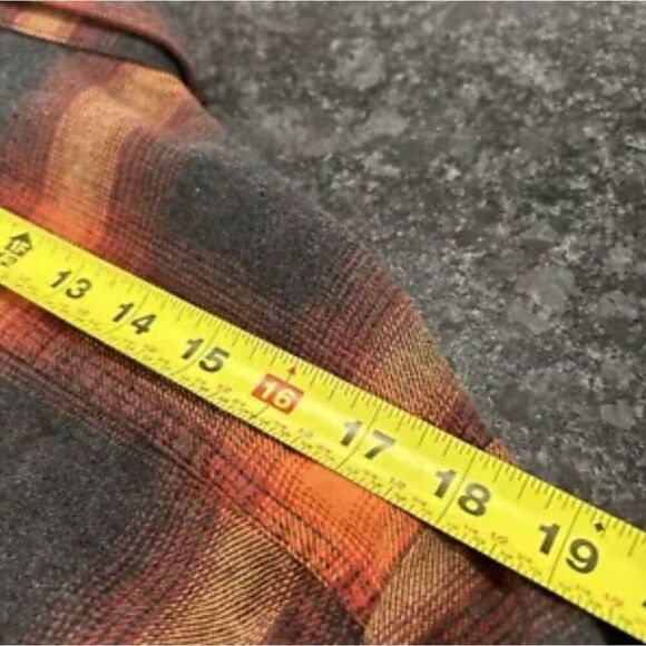 Old Navy Evermore Flannel Shirt women's Medium orange plaid Swiftie Eras tour - Picture 13 of 13